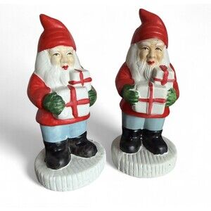 VTG 2 GOT Santa Claus Porcelain Figurines Christmas Gnomes Ceramic Holiday Gifts